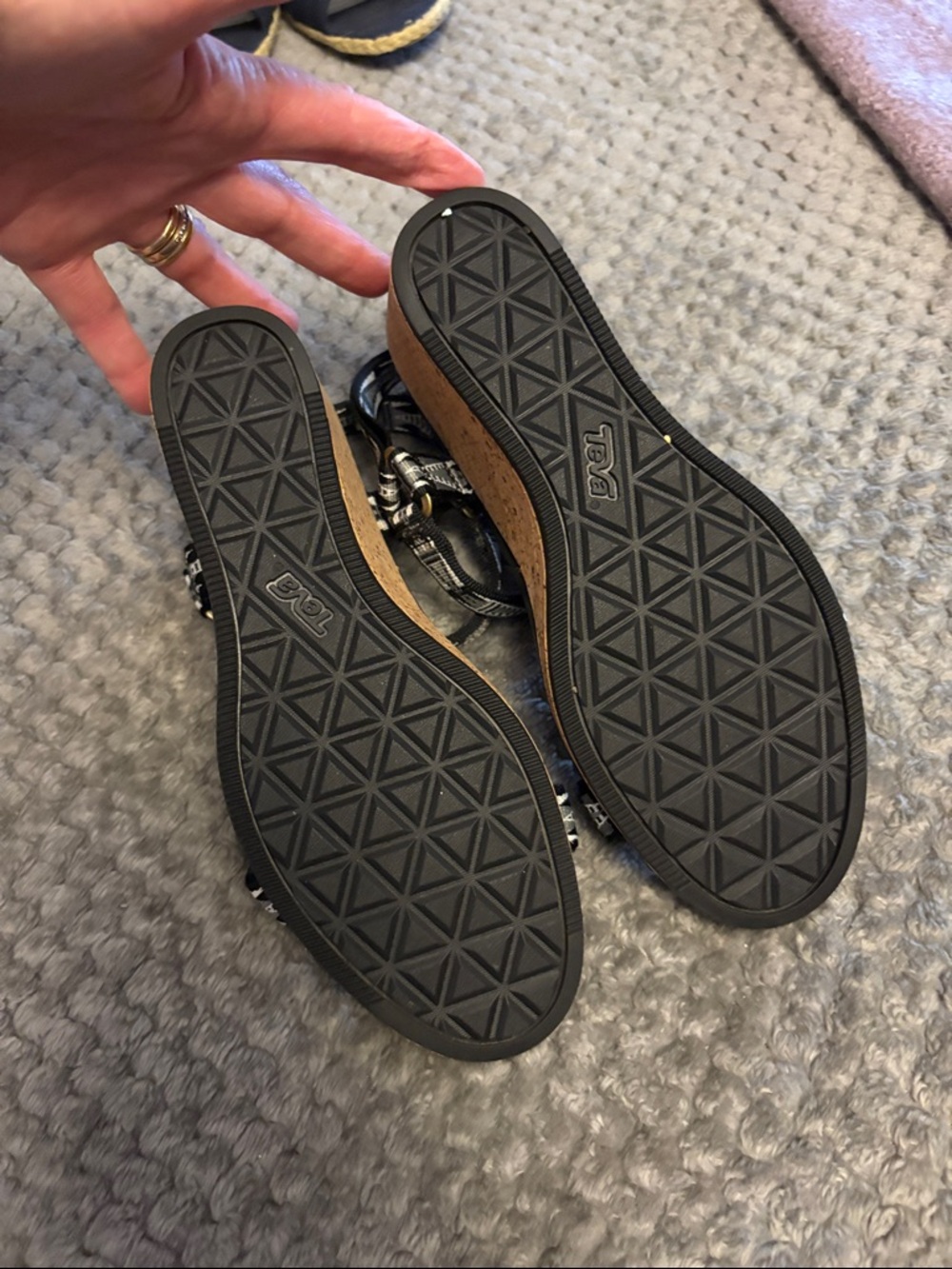 Teva Black and White Patterned Wedge Sandals - Picture 5 of 5